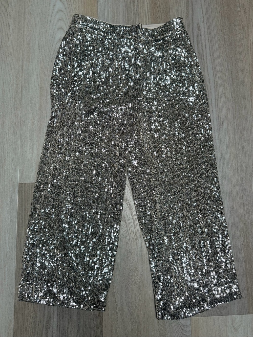 Women’s Silver Sequin Wide-Leg Bottoms